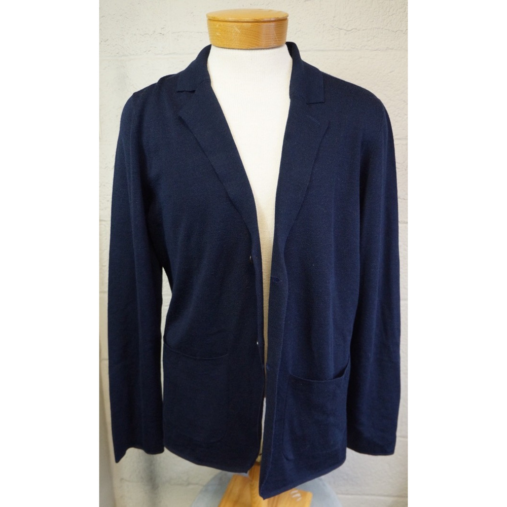 Brooks Brothers Sweater Blazer Navy Blue Italian Yarn Merino Wool Men’s Size XL
